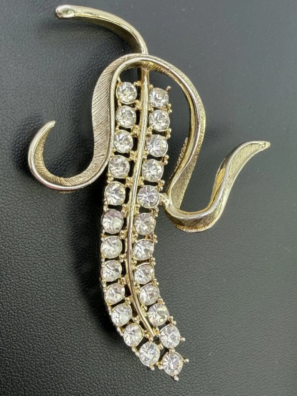 Vintage Sarah Coventry Brooch Large Radiance Rhinestone Wheat Stalk 3.25”